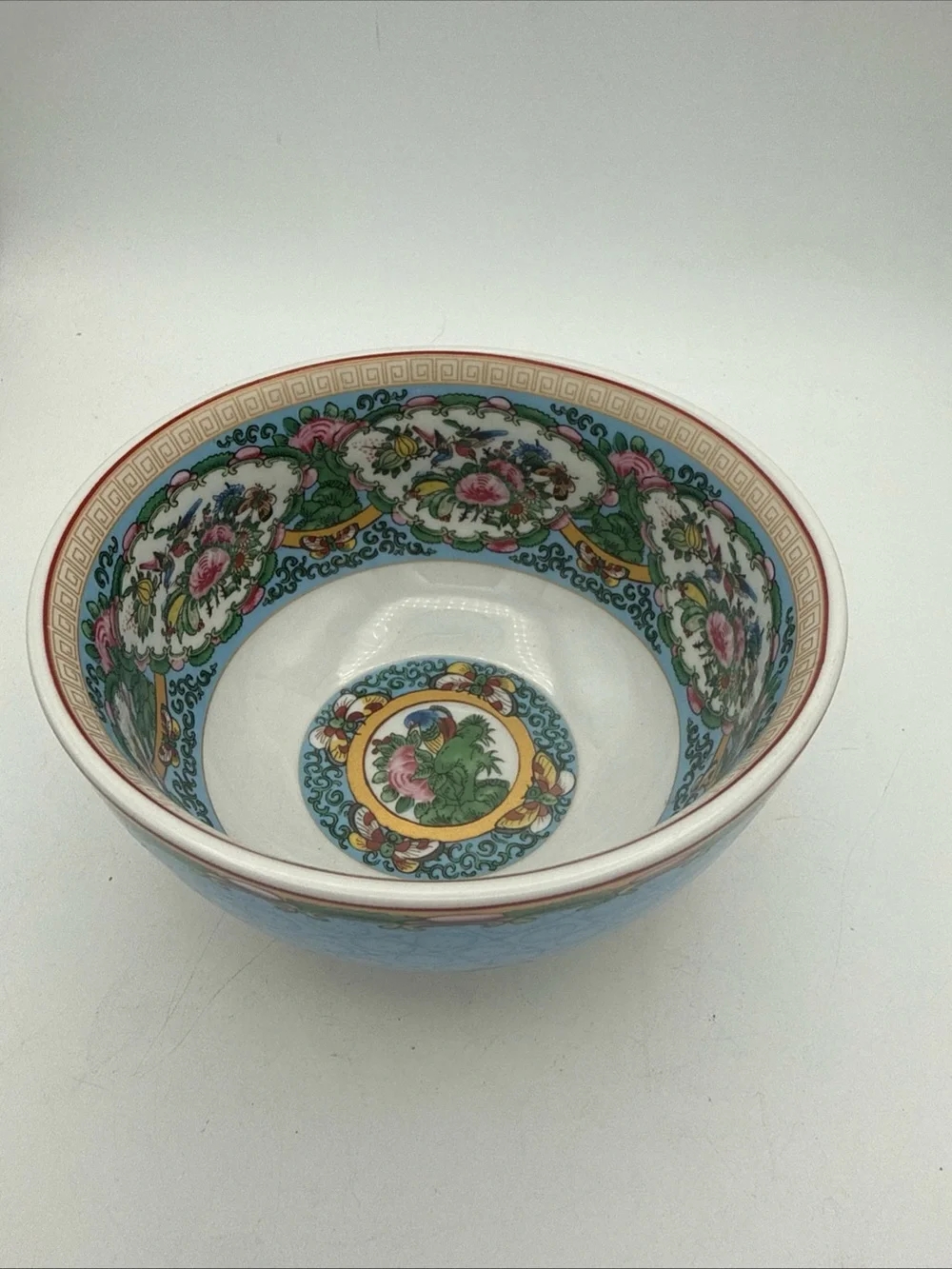 Williams Sonoma Blue Floral Butterfly Ceramic Bowl
